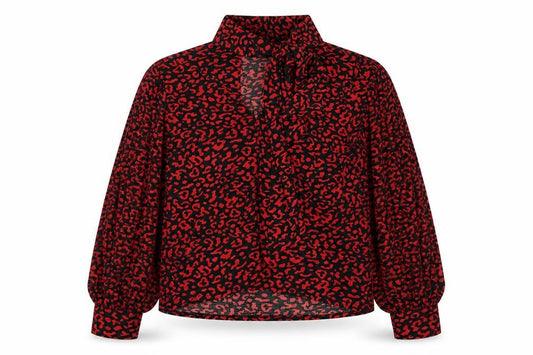 Zara Womens Black Animal Print Polyester Basic Blouse Size M V-Neck