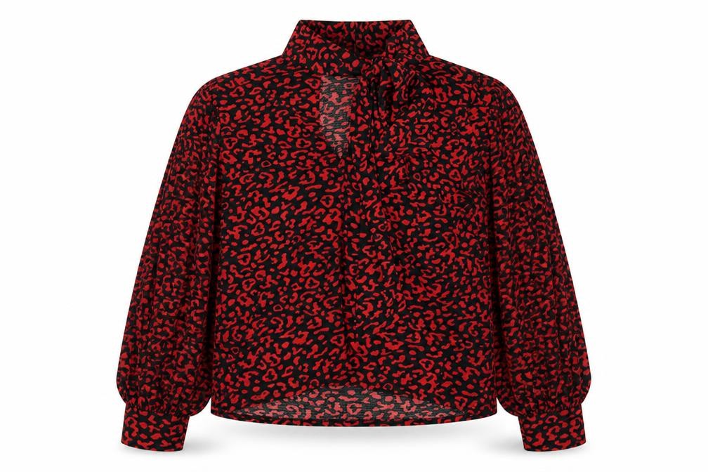Zara Womens Black Animal Print Polyester Basic Blouse Size M V-Neck