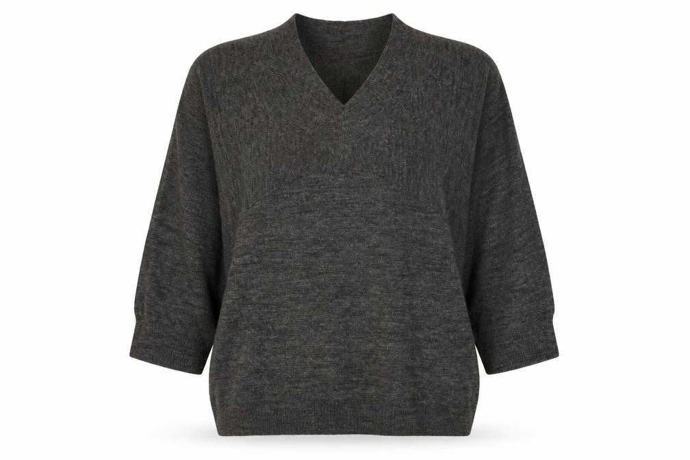 Luxe Womens Grey Round Neck  Wool Pullover Jumper Size L