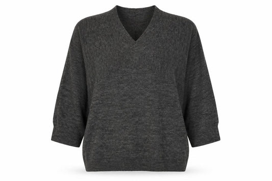 Luxe Womens Grey Round Neck  Wool Pullover Jumper Size L