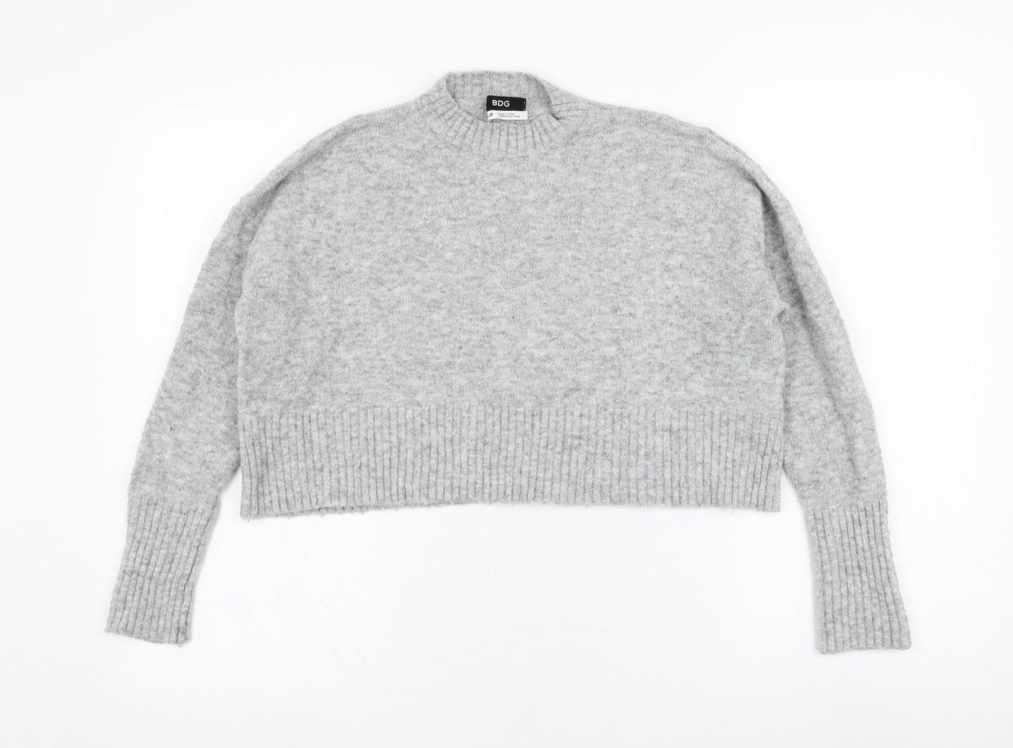 BDG Womens Grey Round Neck  Acrylic Pullover Jumper Size S   - Cropped