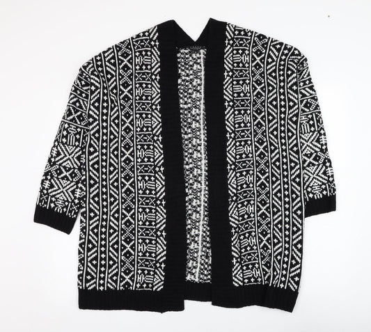 Amara Reya Womens White Square Neck Geometric Acrylic Cardigan Jumper Size M