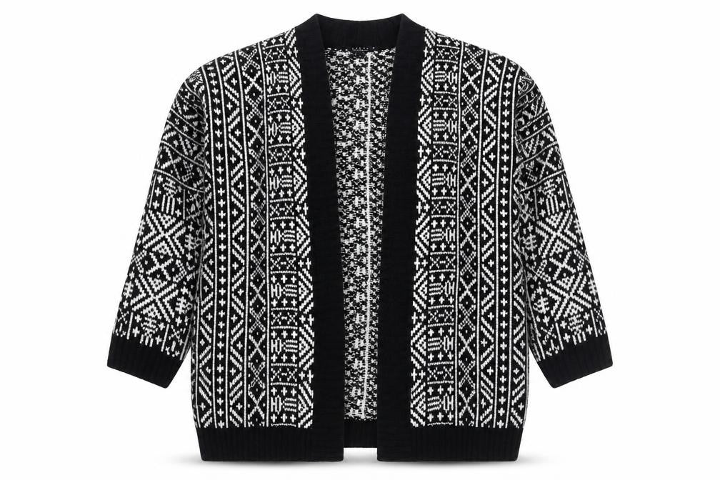 Amara Reya Womens White Square Neck Geometric Acrylic Cardigan Jumper Size M
