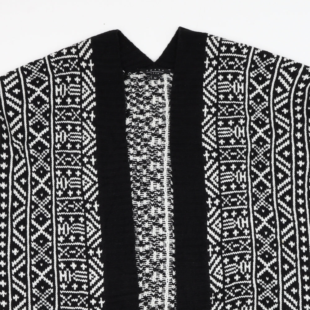 Amara Reya Womens White Square Neck Geometric Acrylic Cardigan Jumper Size M