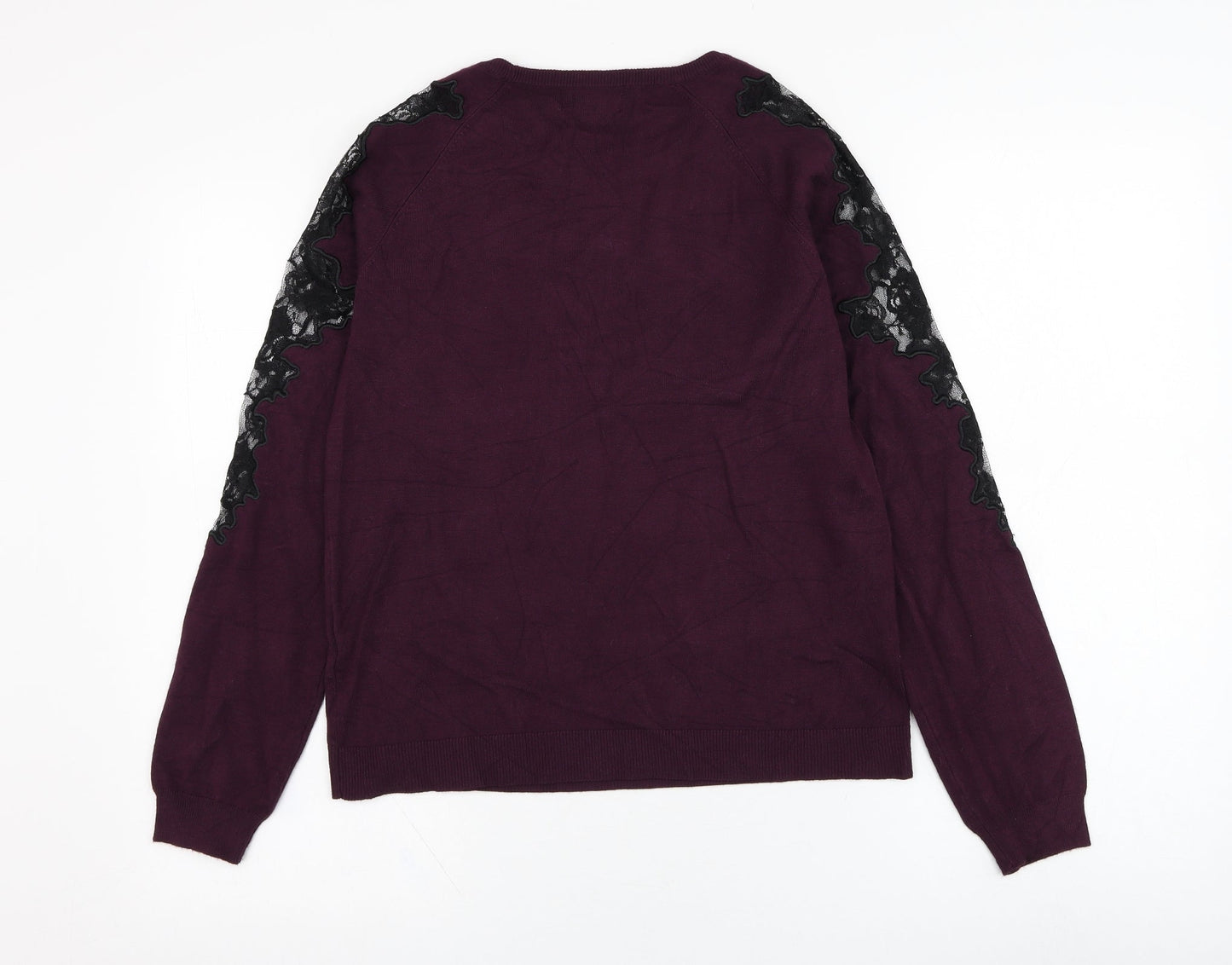 Debenhams Womens Purple Round Neck  Viscose Pullover Jumper Size 12