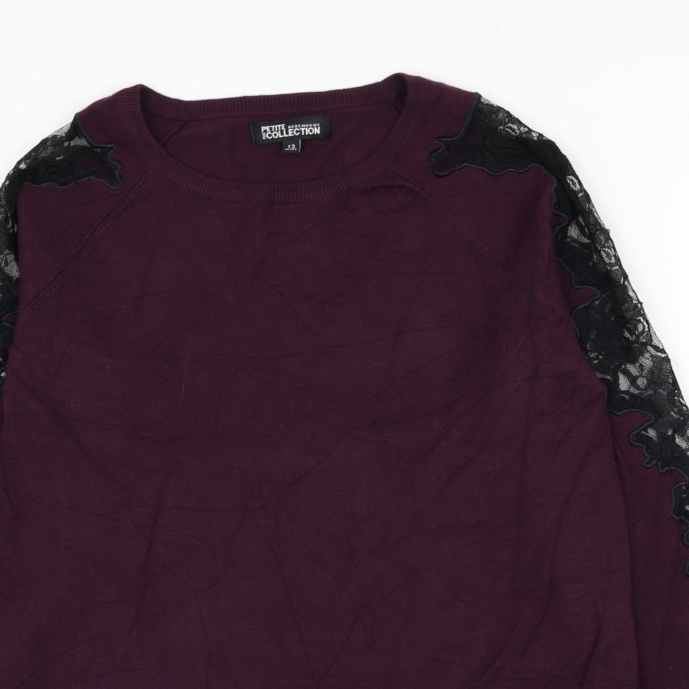 Debenhams Womens Purple Round Neck  Viscose Pullover Jumper Size 12