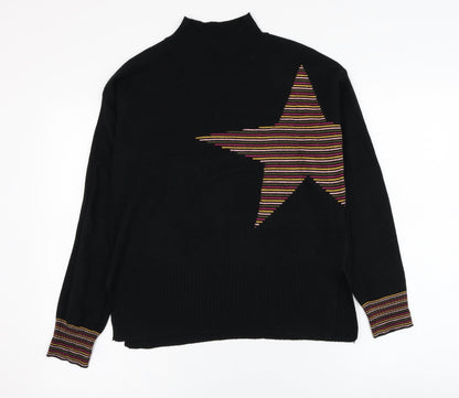 Next Womens Black Mock Neck  Polyester Pullover Jumper Size XS   - Star