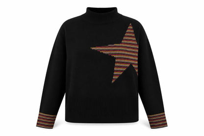 Next Womens Black Mock Neck  Polyester Pullover Jumper Size XS   - Star