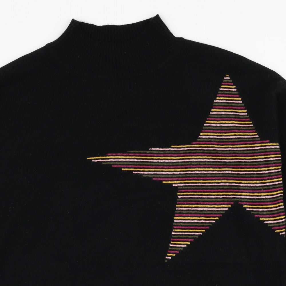 NEXT Womens Black Mock Neck  Polyester Pullover Jumper Size XS   - Star