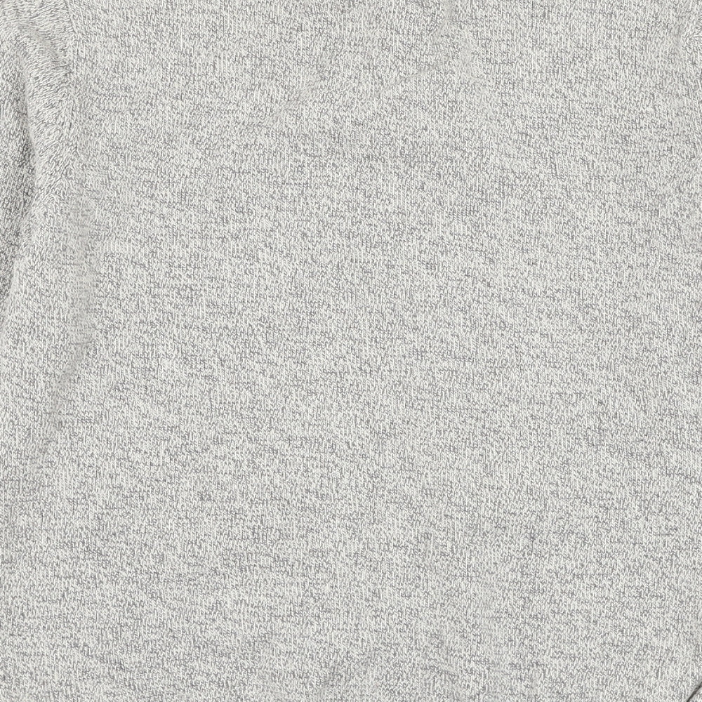 Cedar Wood State Mens Grey Mock Neck  Cotton Henley Jumper Size M