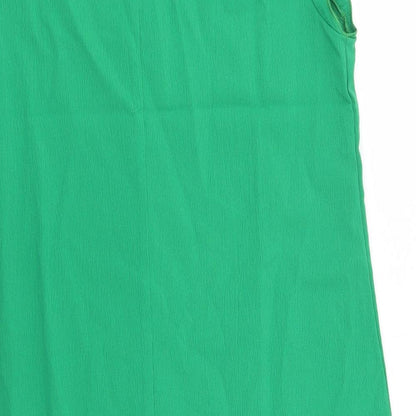 SHEIN Womens Green  Polyester Shift  Size 6  V-Neck  - Ruffle, Frill