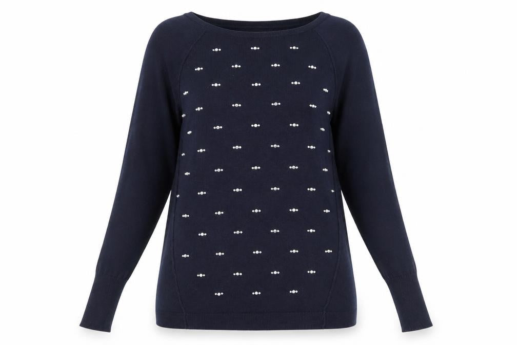 Oasis Womens Blue Round Neck  Polyester Pullover Jumper Size S