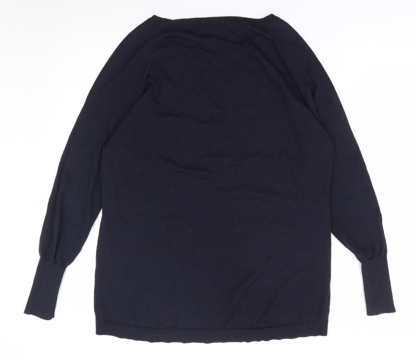 Oasis Womens Blue Round Neck  Polyester Pullover Jumper Size S