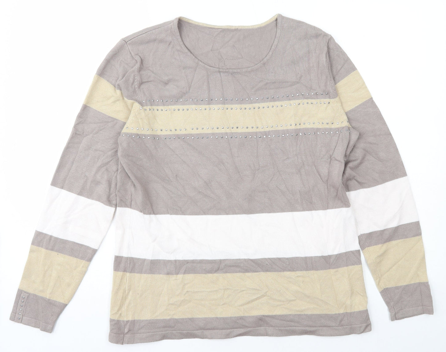 Emreco Womens Multicoloured Scoop Neck Striped Viscose Pullover Jumper Size M