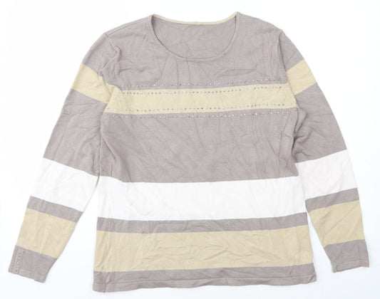 Emreco Womens Multicoloured Scoop Neck Striped Viscose Pullover Jumper Size M