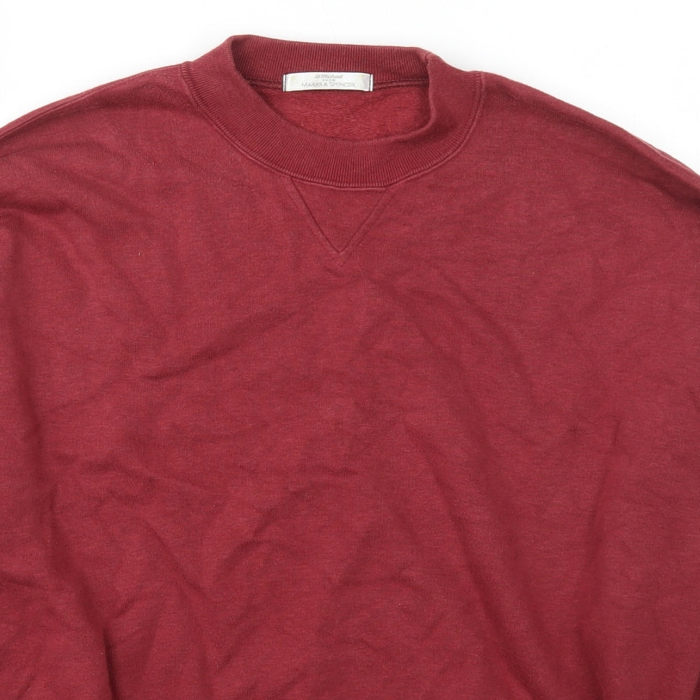 Marks and Spencer Womens Red Mock Neck  Cotton Pullover Jumper Size S