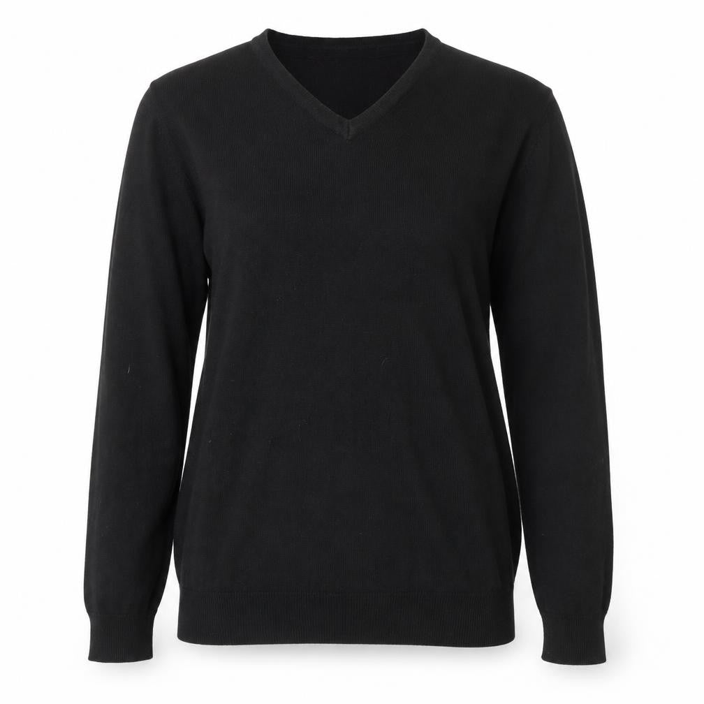 Studio Womens Black V-Neck  Acrylic Pullover Jumper Size S
