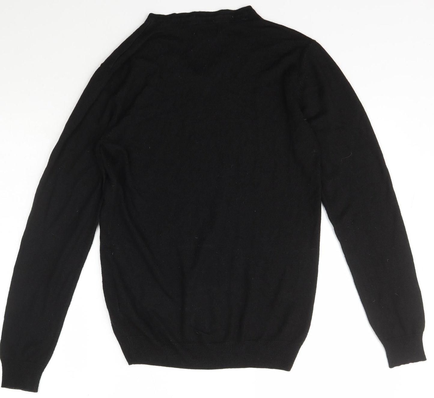 Studio Womens Black V-Neck  Acrylic Pullover Jumper Size S