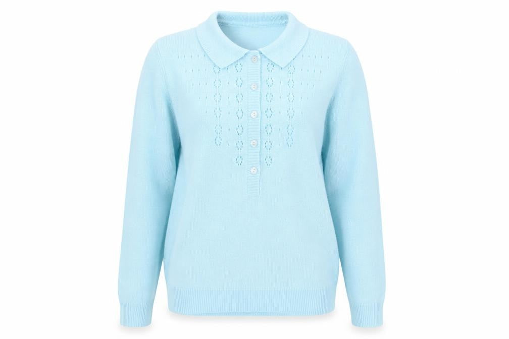 Preworn Womens Blue Collared  Acrylic Pullover Jumper Size M