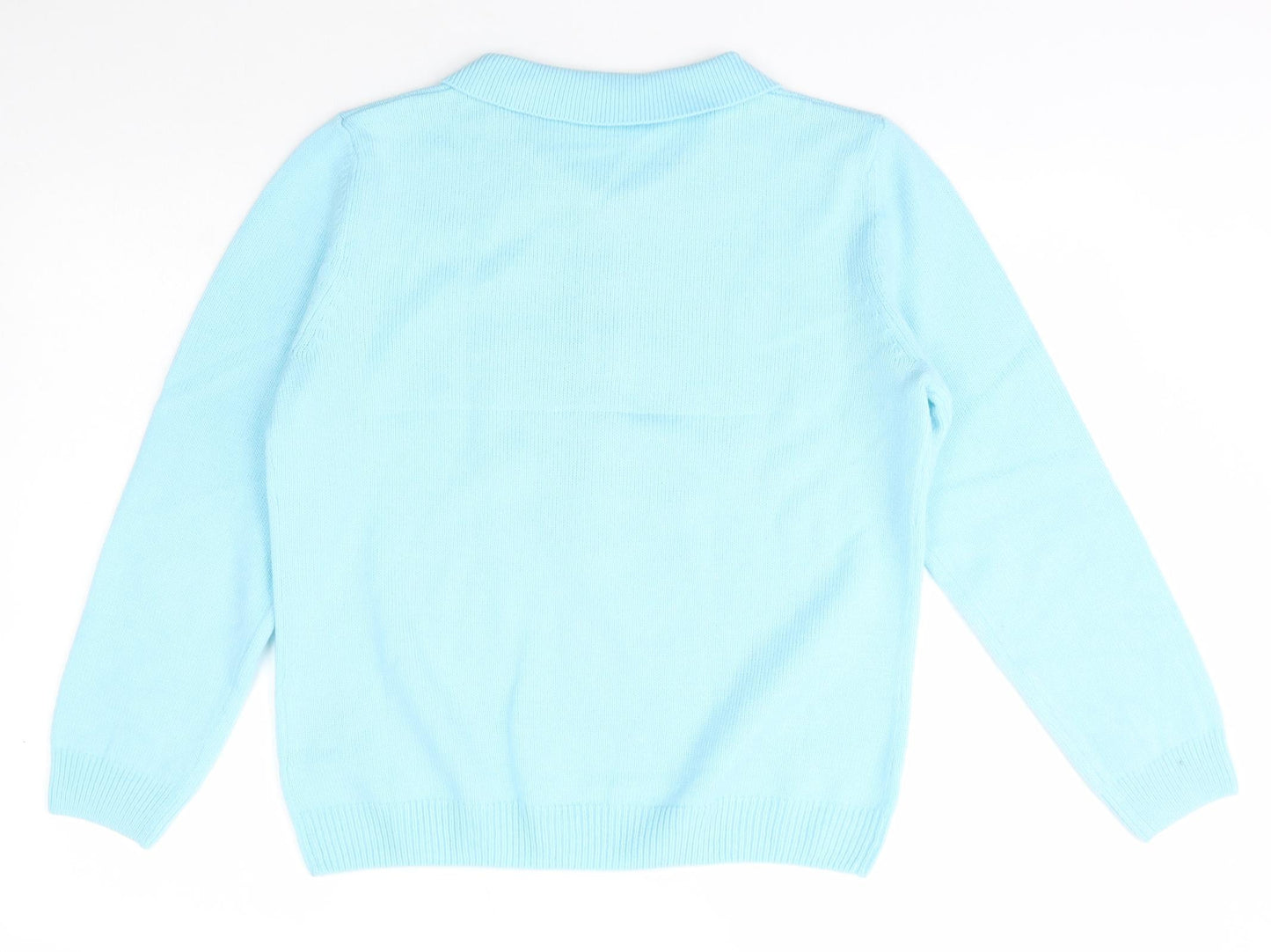 Preworn Womens Blue Collared  Acrylic Pullover Jumper Size M