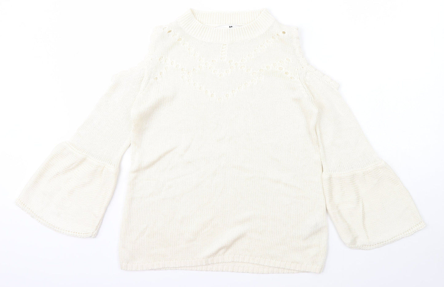 Very Womens Ivory Scoop Neck  Acrylic Pullover Jumper Size 10
