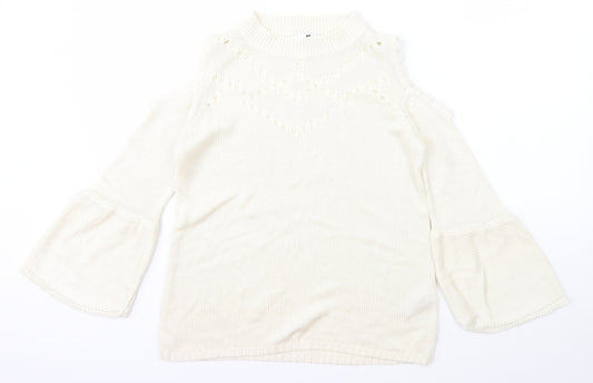 Very Womens Ivory Scoop Neck  Acrylic Pullover Jumper Size 10