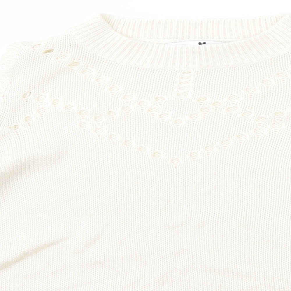 Very Womens Ivory Scoop Neck  Acrylic Pullover Jumper Size 10