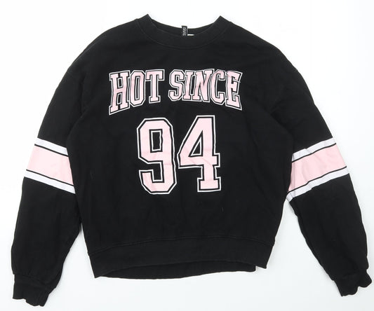 H&M Womens Black Mock Neck  Cotton Pullover Jumper Size M