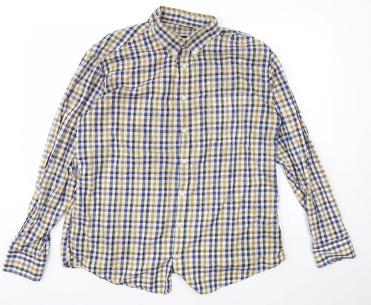JP Cole Mens Multicoloured Check Cotton  Button-Up Size 2XL Collared Button
