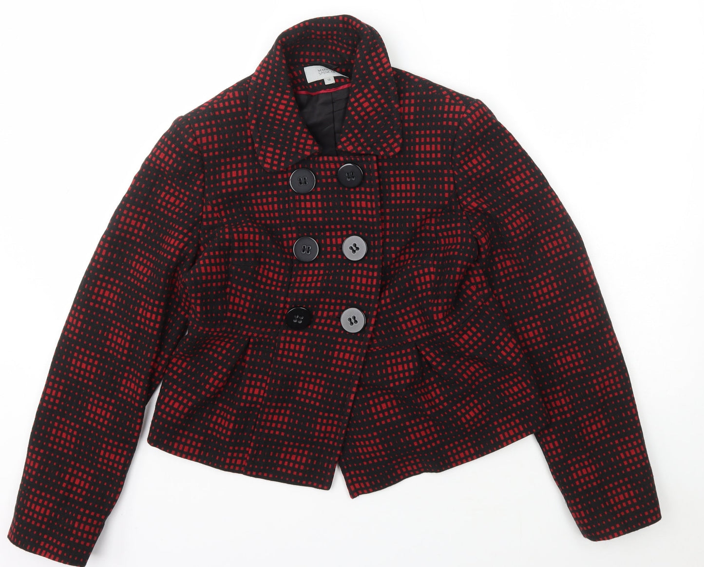 Marks & Spencer Womens Red Check  Jacket  Size 10  Button