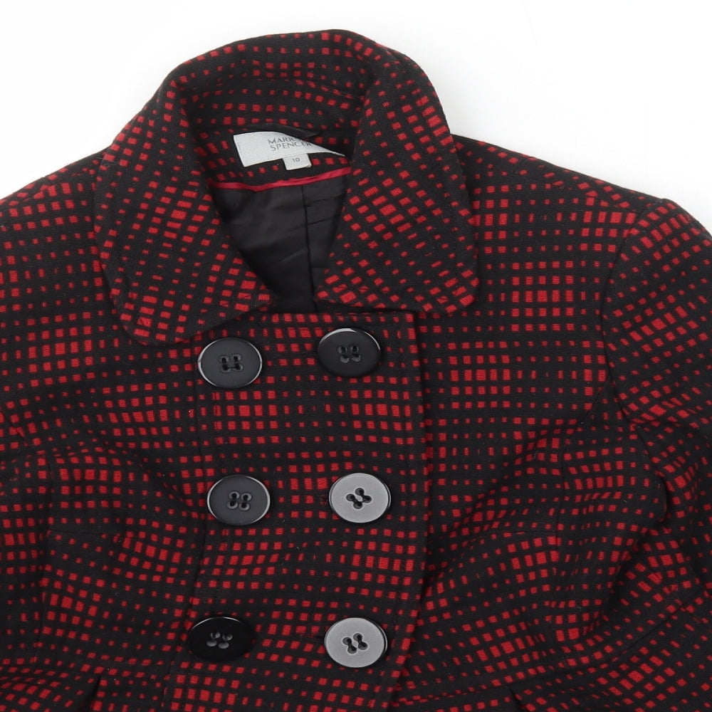 Marks & Spencer Womens Red Check  Jacket  Size 10  Button