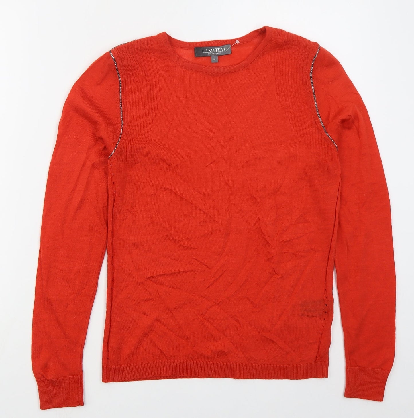 Marks and Spencer Womens Red Crew Neck  Acrylic Pullover Jumper Size 10