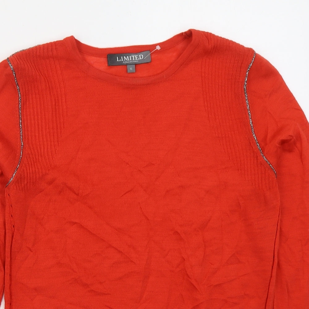Marks and Spencer Womens Red Crew Neck  Acrylic Pullover Jumper Size 10