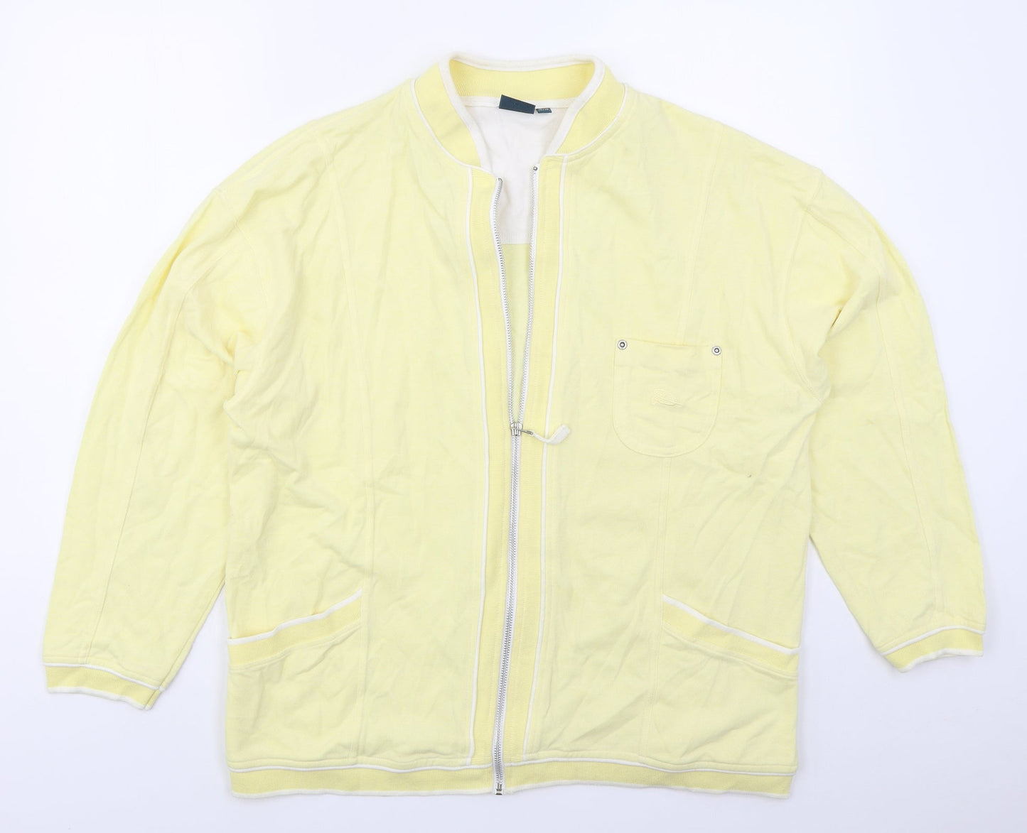 DASH Womens Yellow  Cotton Full Zip Sweatshirt Size 16  Zip