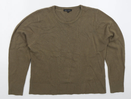 Debbie Morgan Womens Brown Crew Neck  Acrylic Pullover Jumper Size XL