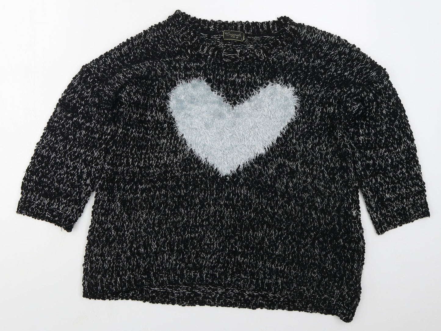 Originals Womens Grey Round Neck  Acrylic Pullover Jumper Size L   - Heart