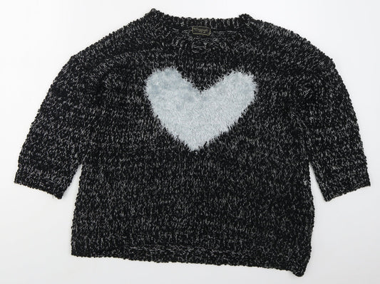 Originals Womens Grey Round Neck  Acrylic Pullover Jumper Size L   - Heart