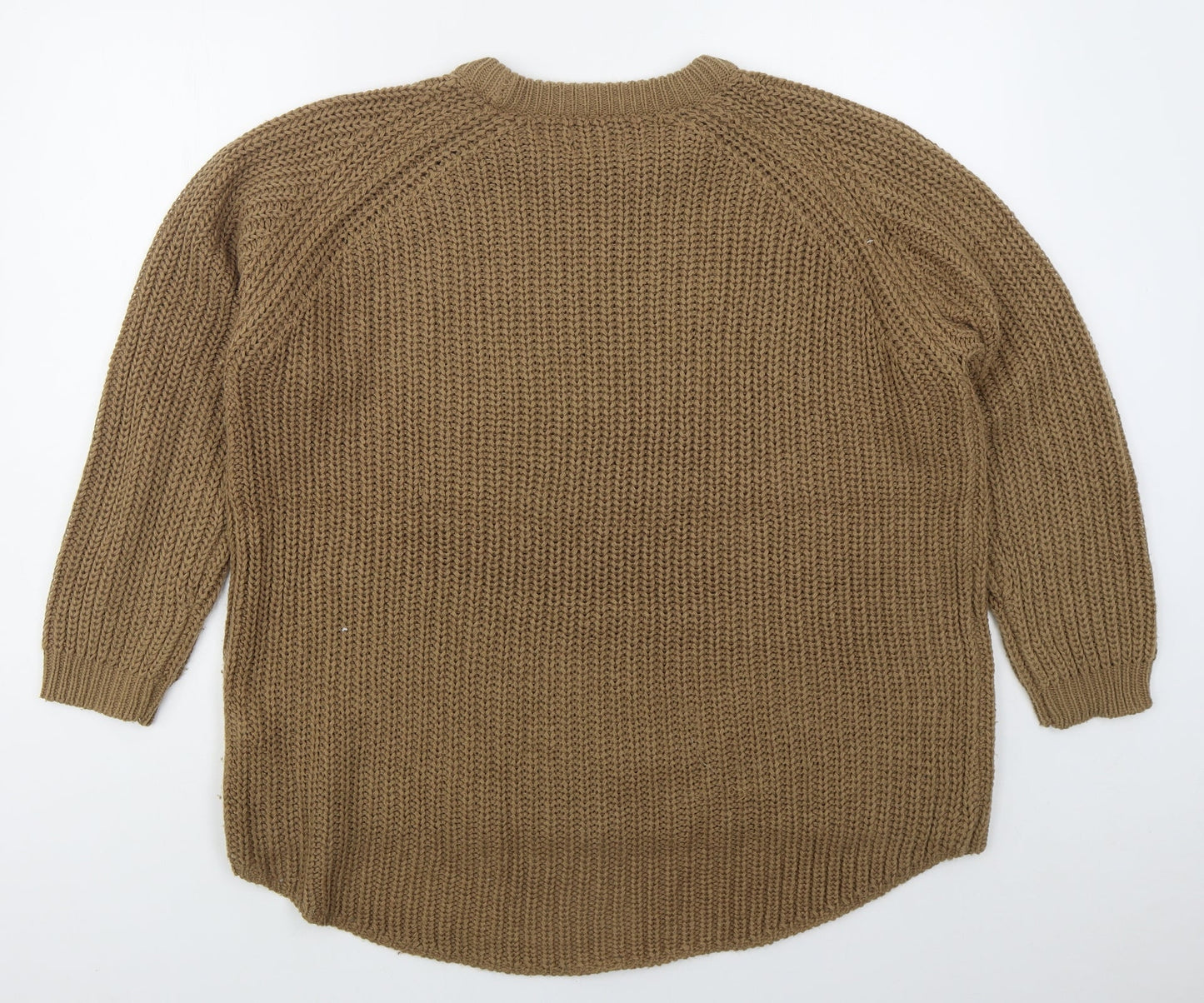 Only Womens Brown Crew Neck  Acrylic Pullover Jumper Size XL
