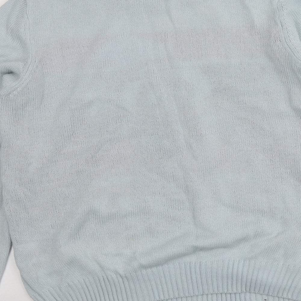 Avenue Womens Blue Round Neck Geometric Acrylic Pullover Jumper Size M   - Santa Jumper
