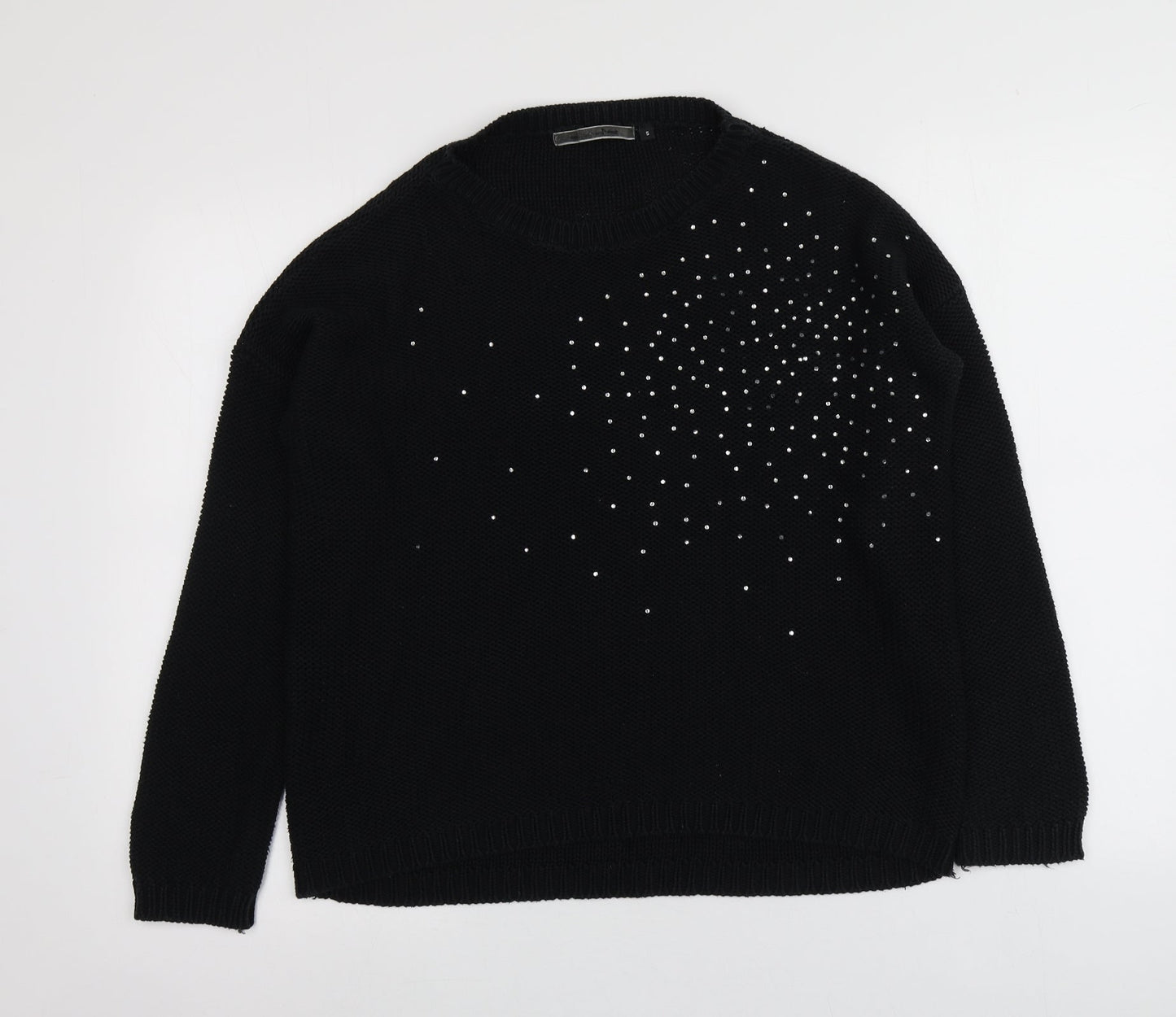 New Look Womens Black Round Neck  Acrylic Pullover Jumper Size S