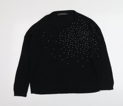 New Look Womens Black Round Neck  Acrylic Pullover Jumper Size S
