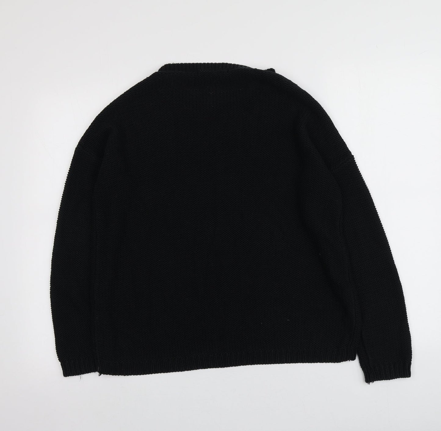 New Look Womens Black Round Neck  Acrylic Pullover Jumper Size S