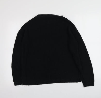 New Look Womens Black Round Neck  Acrylic Pullover Jumper Size S