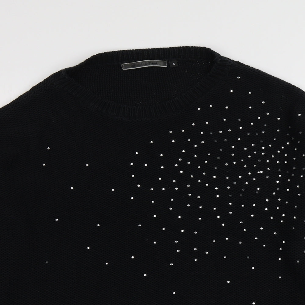 New Look Womens Black Round Neck  Acrylic Pullover Jumper Size S