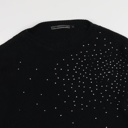 New Look Womens Black Round Neck  Acrylic Pullover Jumper Size S
