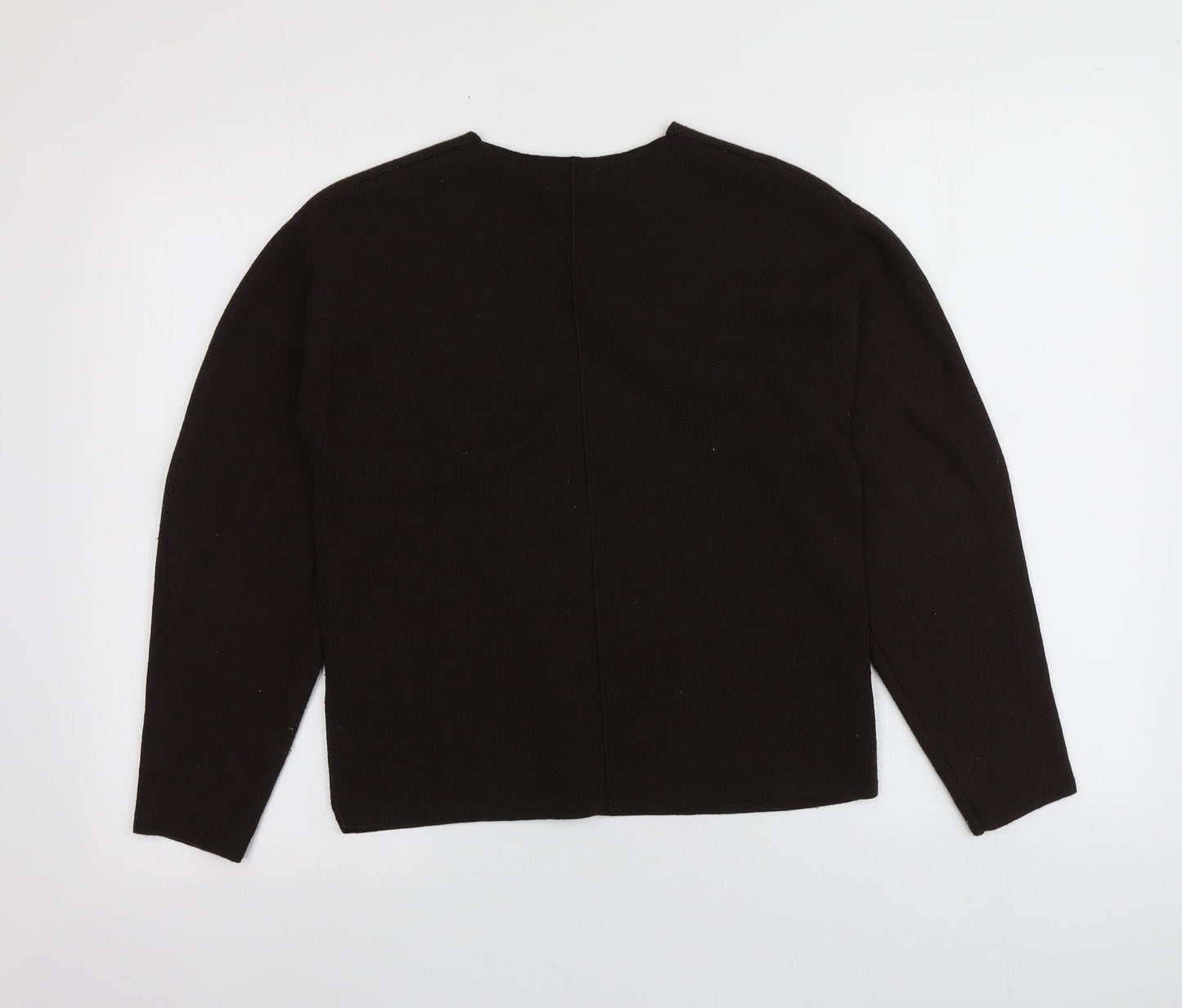 H&M Womens Brown V-Neck  Polyester Pullover Jumper Size XS