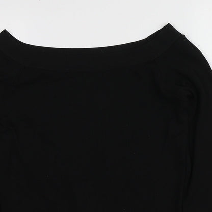 Preloved NEXT Womens Black Square Neck  Nylon Pullover Jumper Size 12 - Detail
