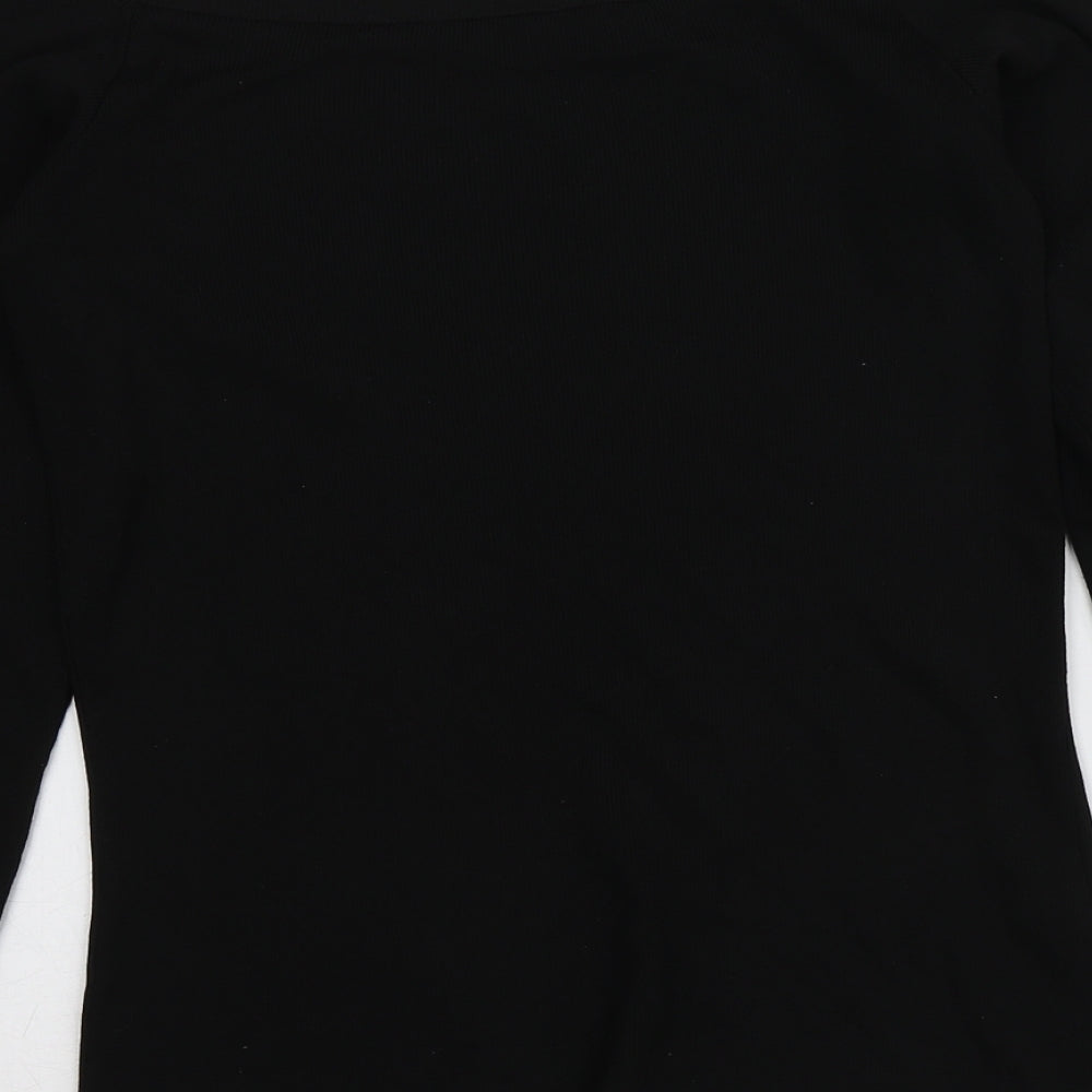 NEXT Womens Black Square Neck  Nylon Pullover Jumper Size 12