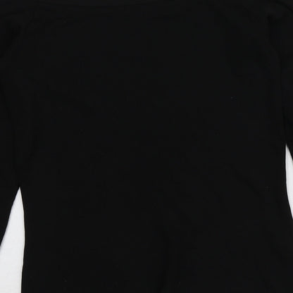 Preloved NEXT Womens Black Square Neck  Nylon Pullover Jumper Size 12 - Label