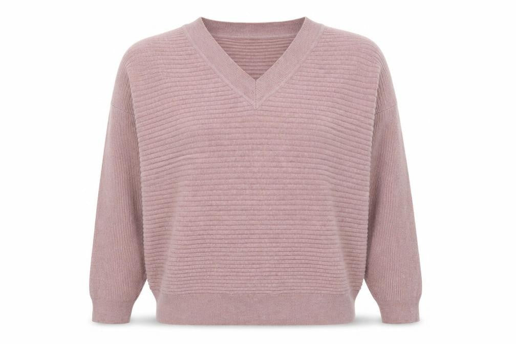 F&F Womens Pink V-Neck  Viscose Pullover Jumper Size 12